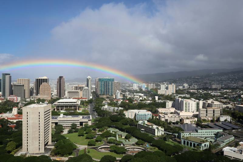 rainbow over honolulu hawaii