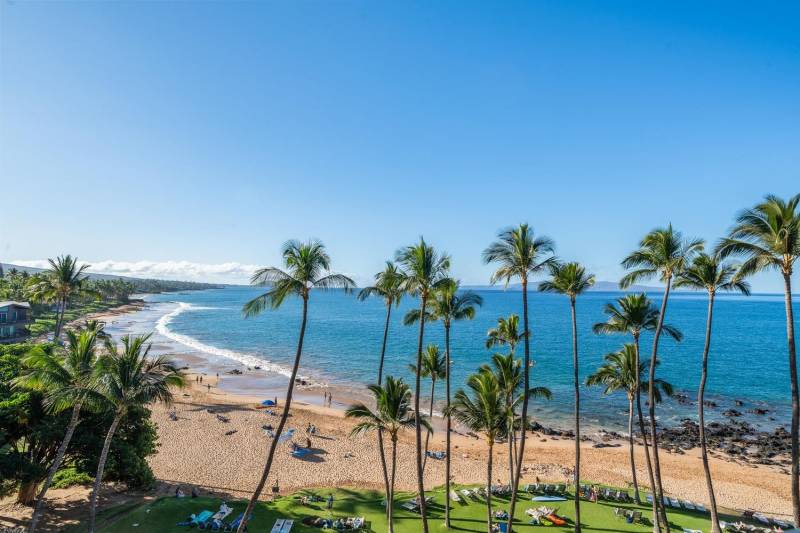 view of beach from mana kai condo in wailea maui for sale