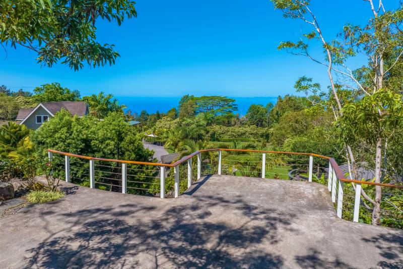 tropical green plants and ocean views from big island estate