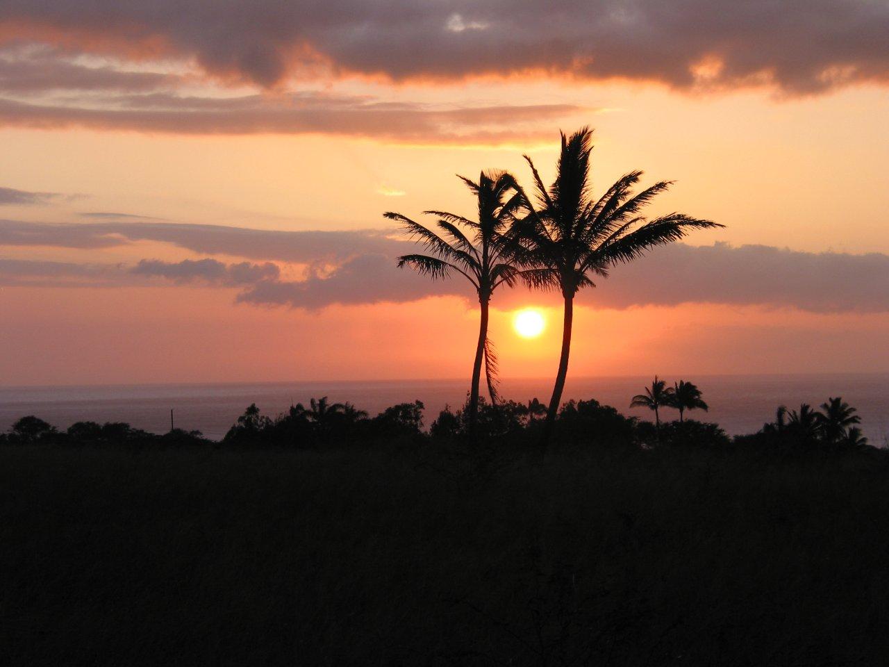 ocean view at sunset from puakea bay ranch land for sale