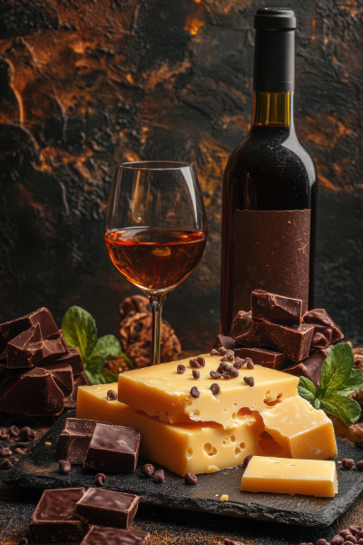 wine cheese and chocolate