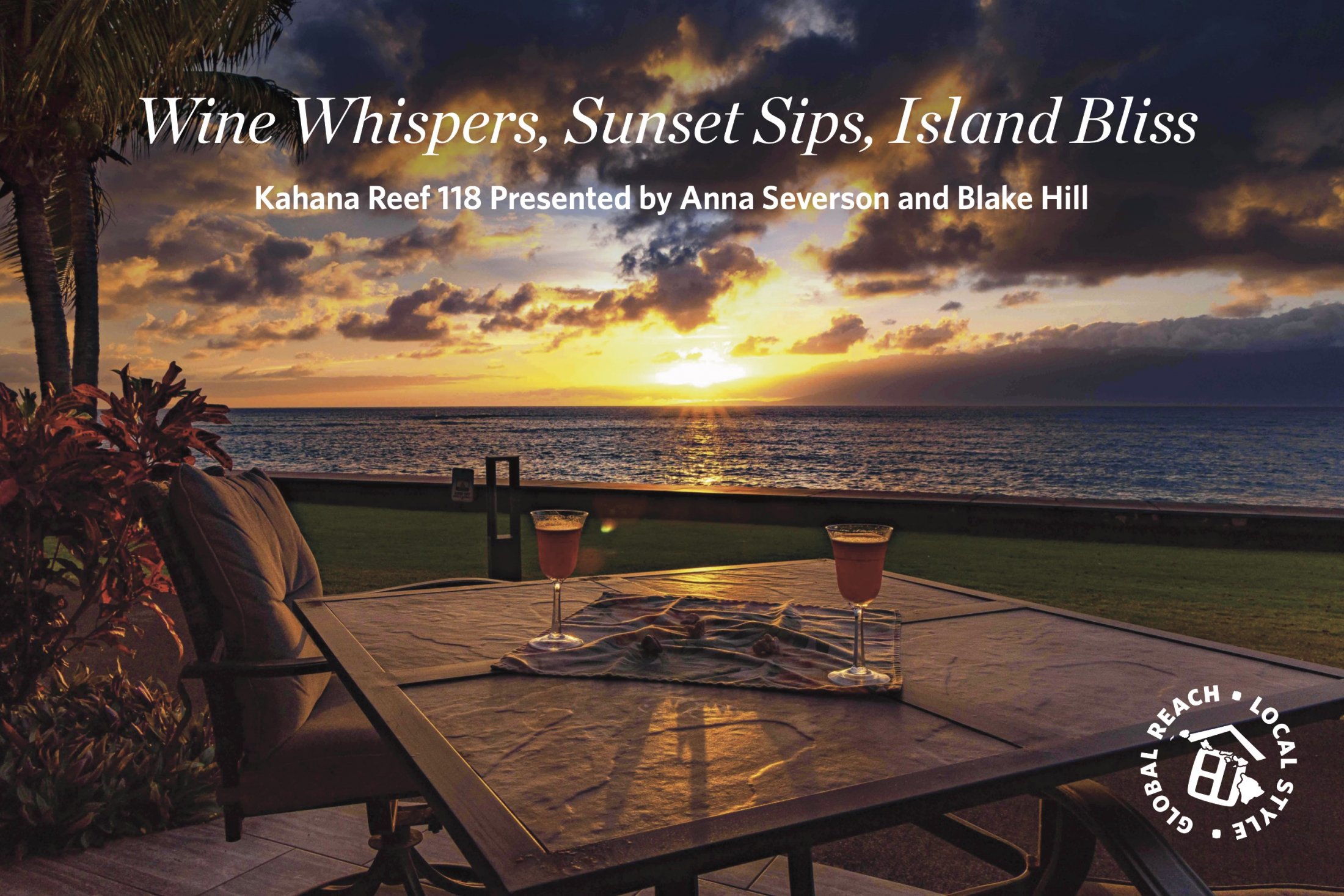 wine whispers, sunset sips, island bliss kahana reef