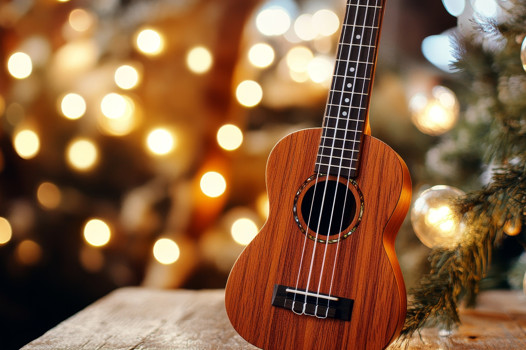 guitar on christmas tree background