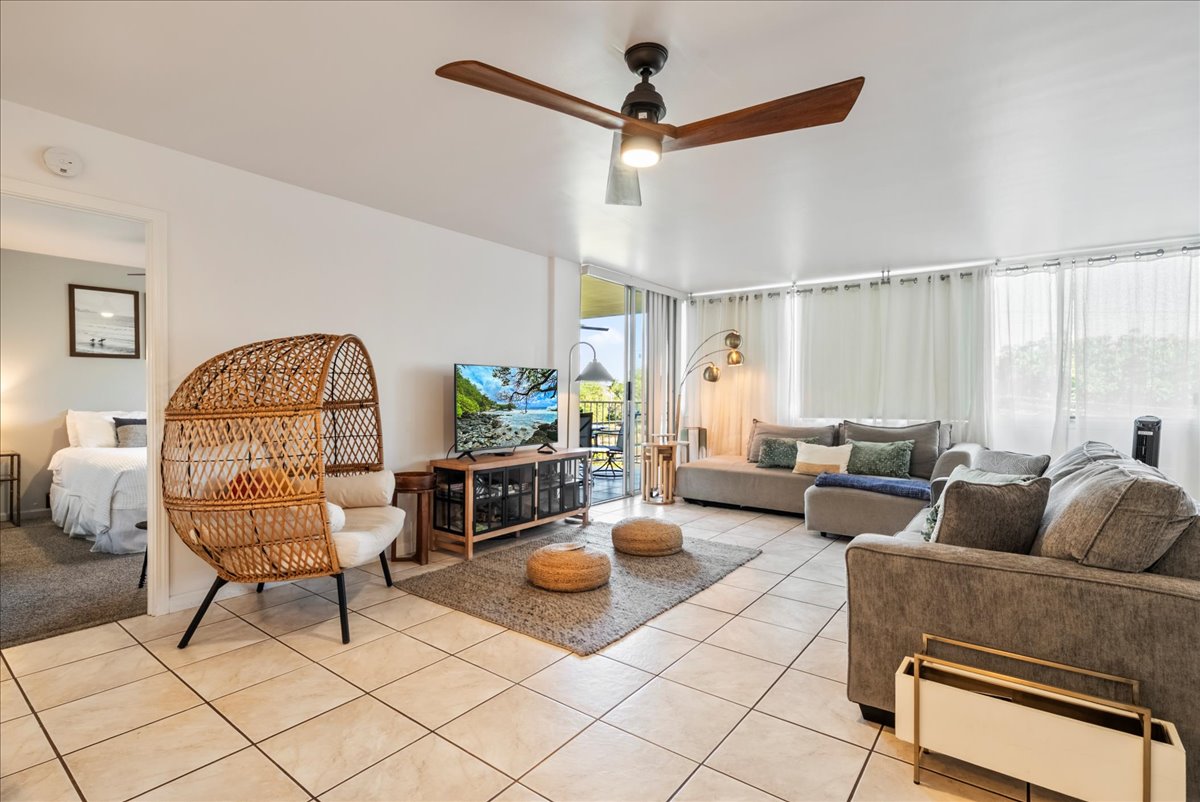 Living room in Haleakala Shores condo