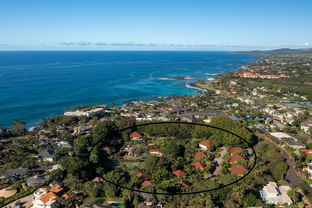 Aerial view of the Poipu Crater Resort area