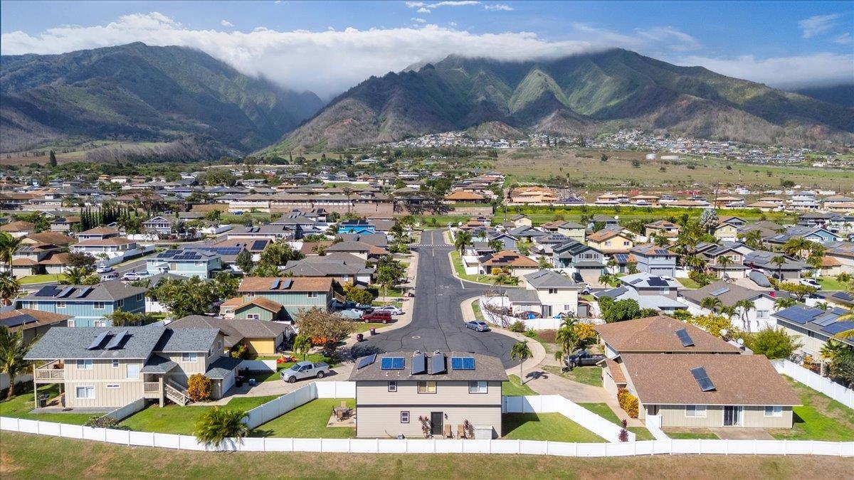 Aerial view of home in Waikapu Gardens neighborhood in Central Maui