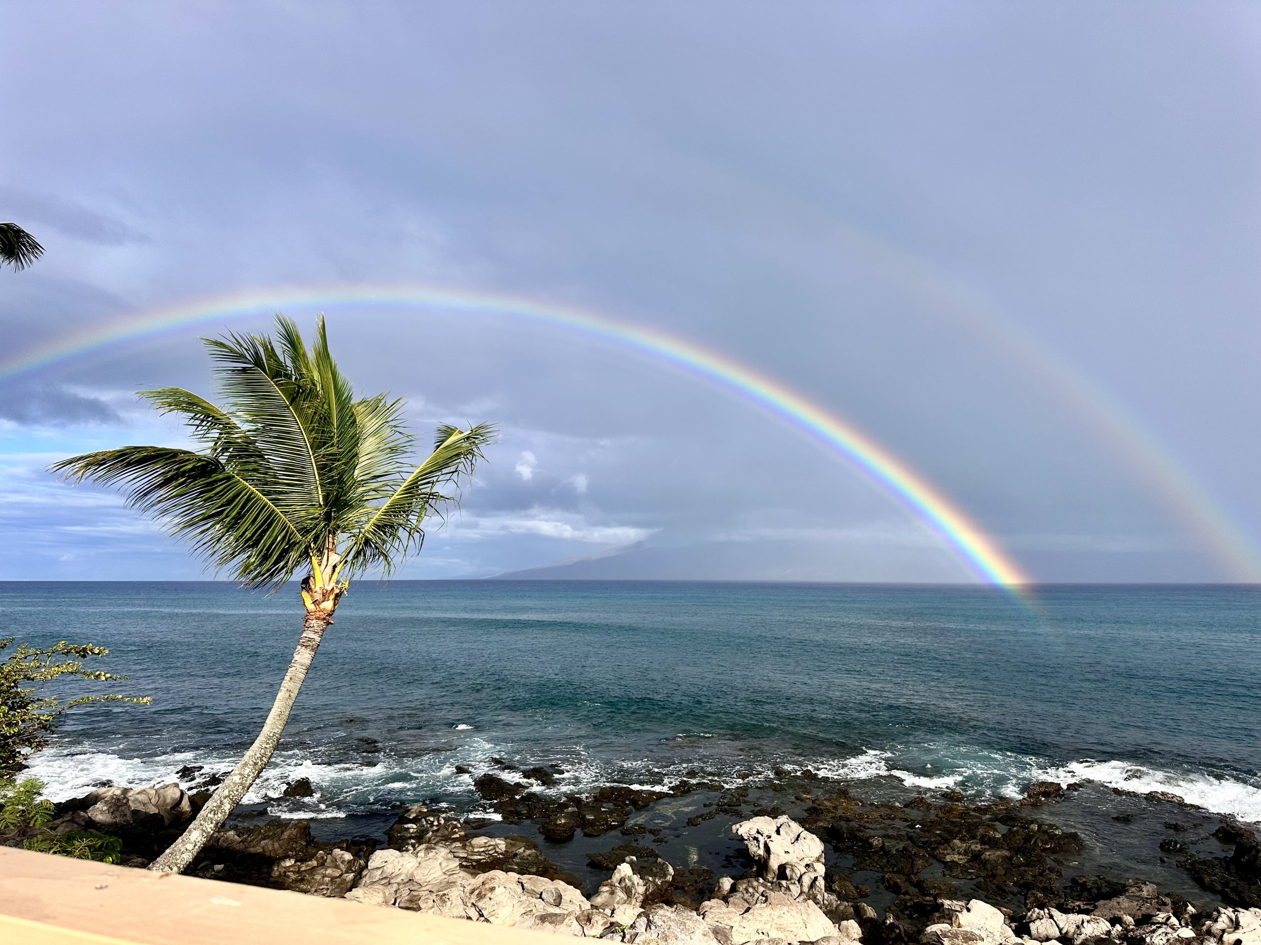 Double rainbow on Maui beach
