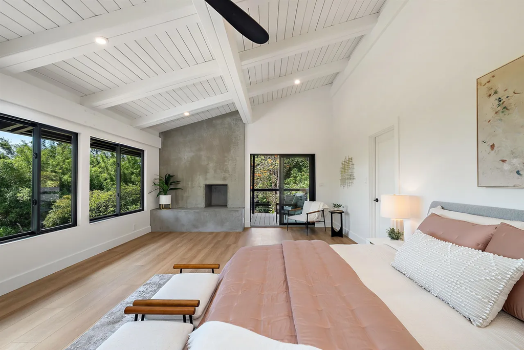 Luxury bedroom with ensuite bathroom in North Shore Maui estate