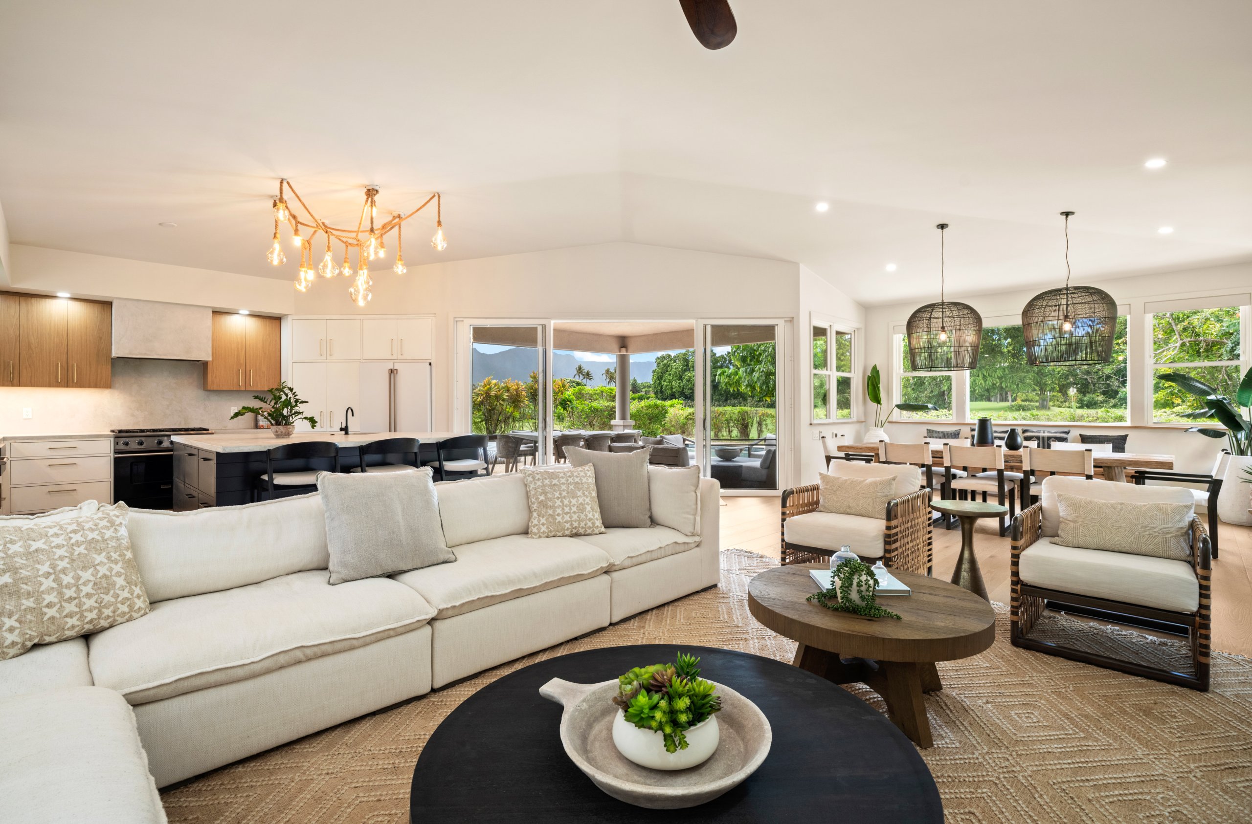 Luxurious interior living space on 30 day kauai vacation rental