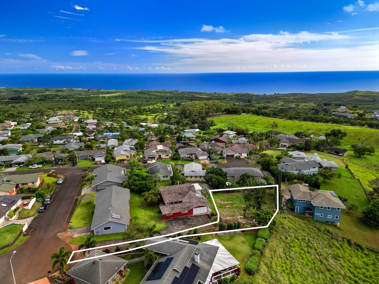 Aerial view of South Shore Kauai neighborhood