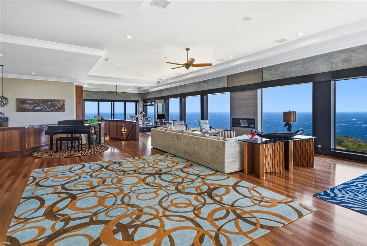 Living room with sweeping ocean views