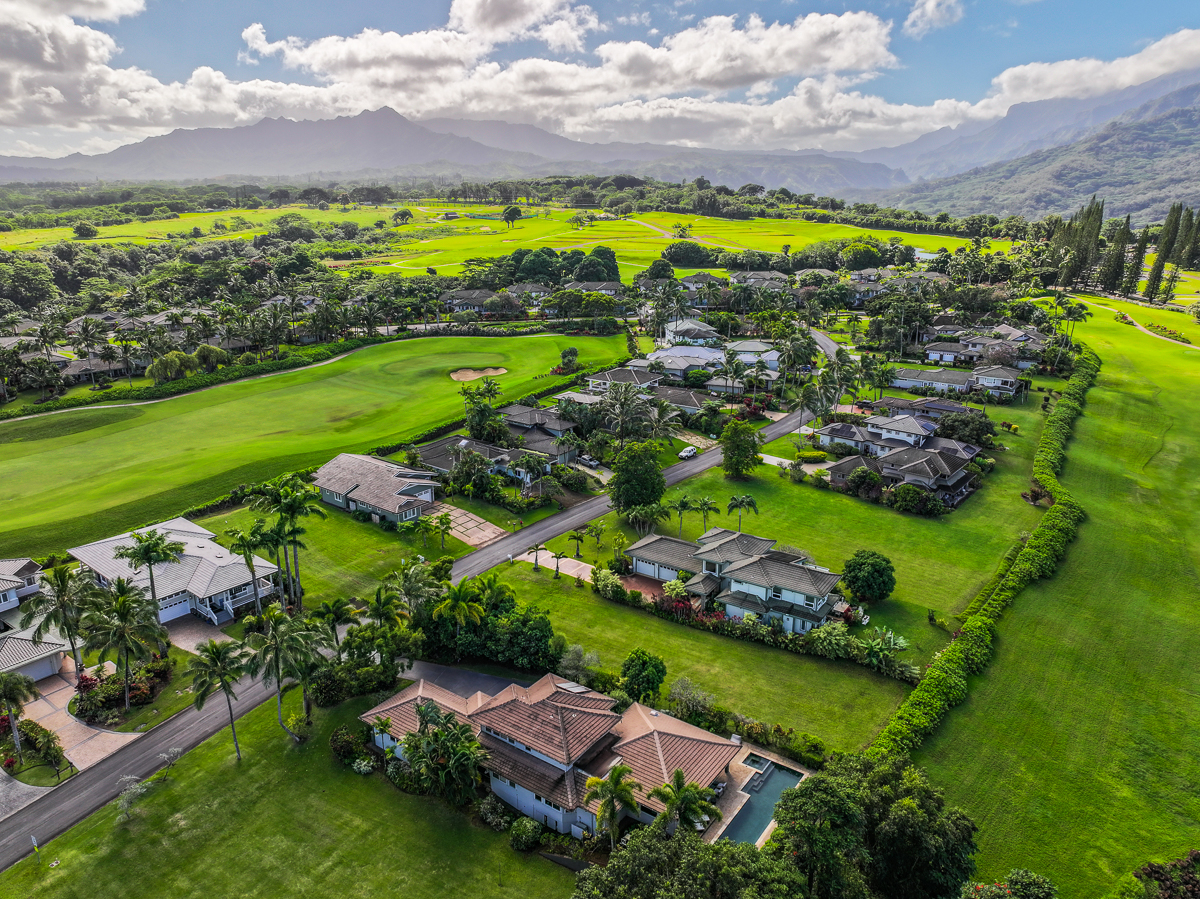 Aerial view of Aloalii Drive neighborhood on princeville kauai -- Kauai vacation rental