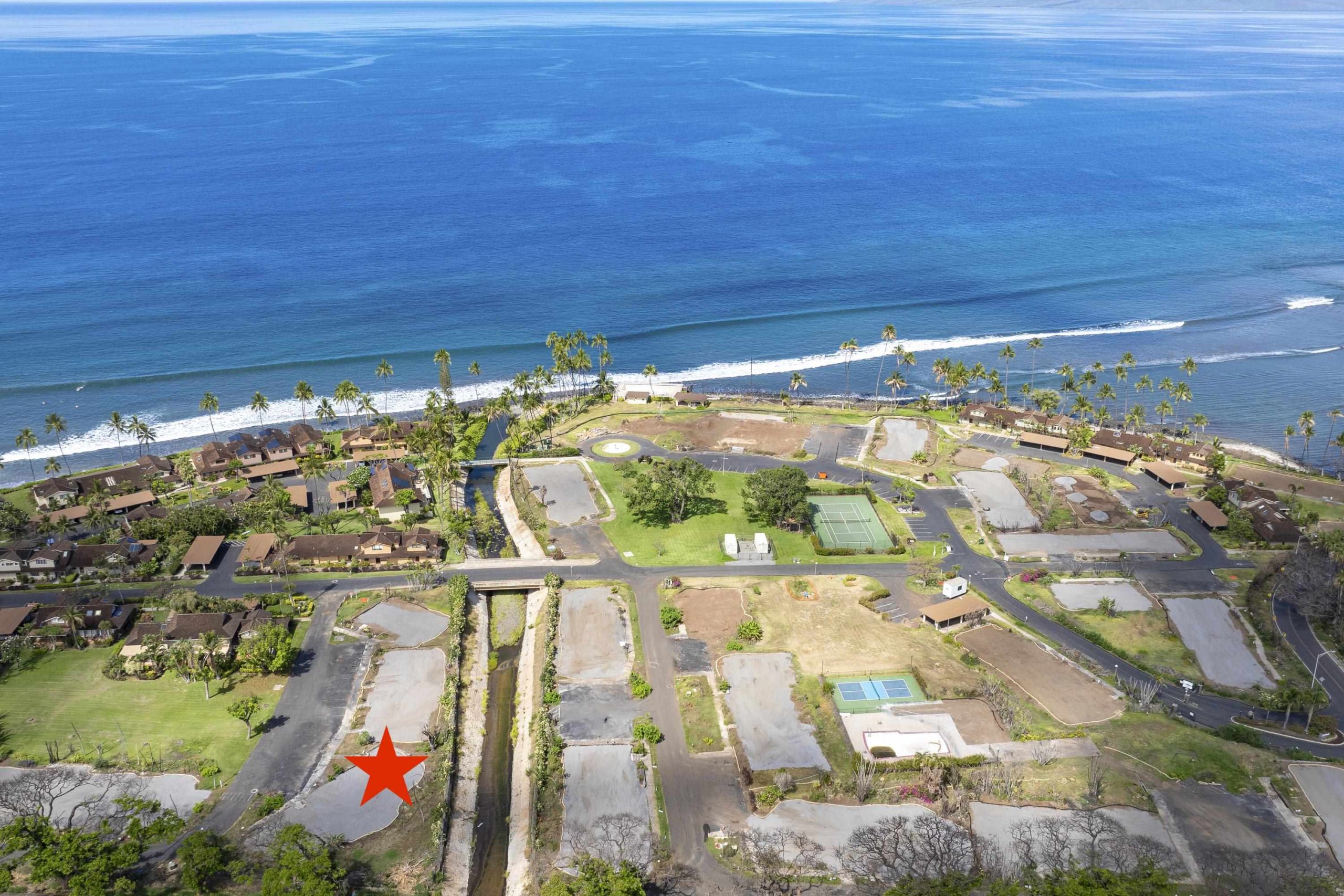 Overhead view of sites ready to build in Puamana oceanfront west maui
