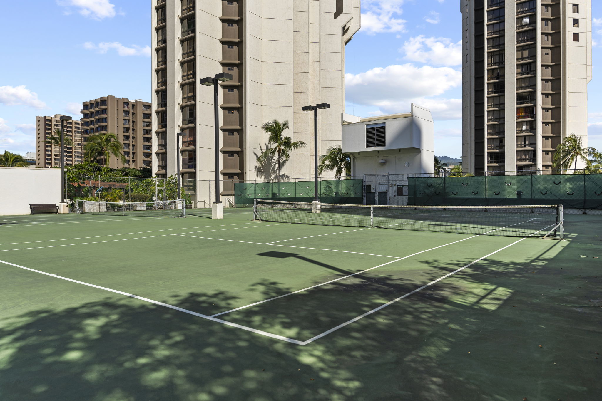 Tennis courts are part of the amenities at Liliuokalani Gardens on Oahu