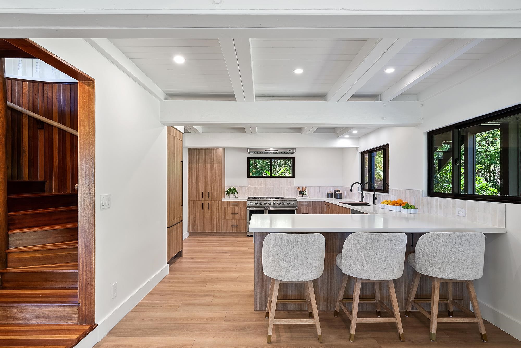 Custom cabinetry and open kitchen layout designed for entertaining