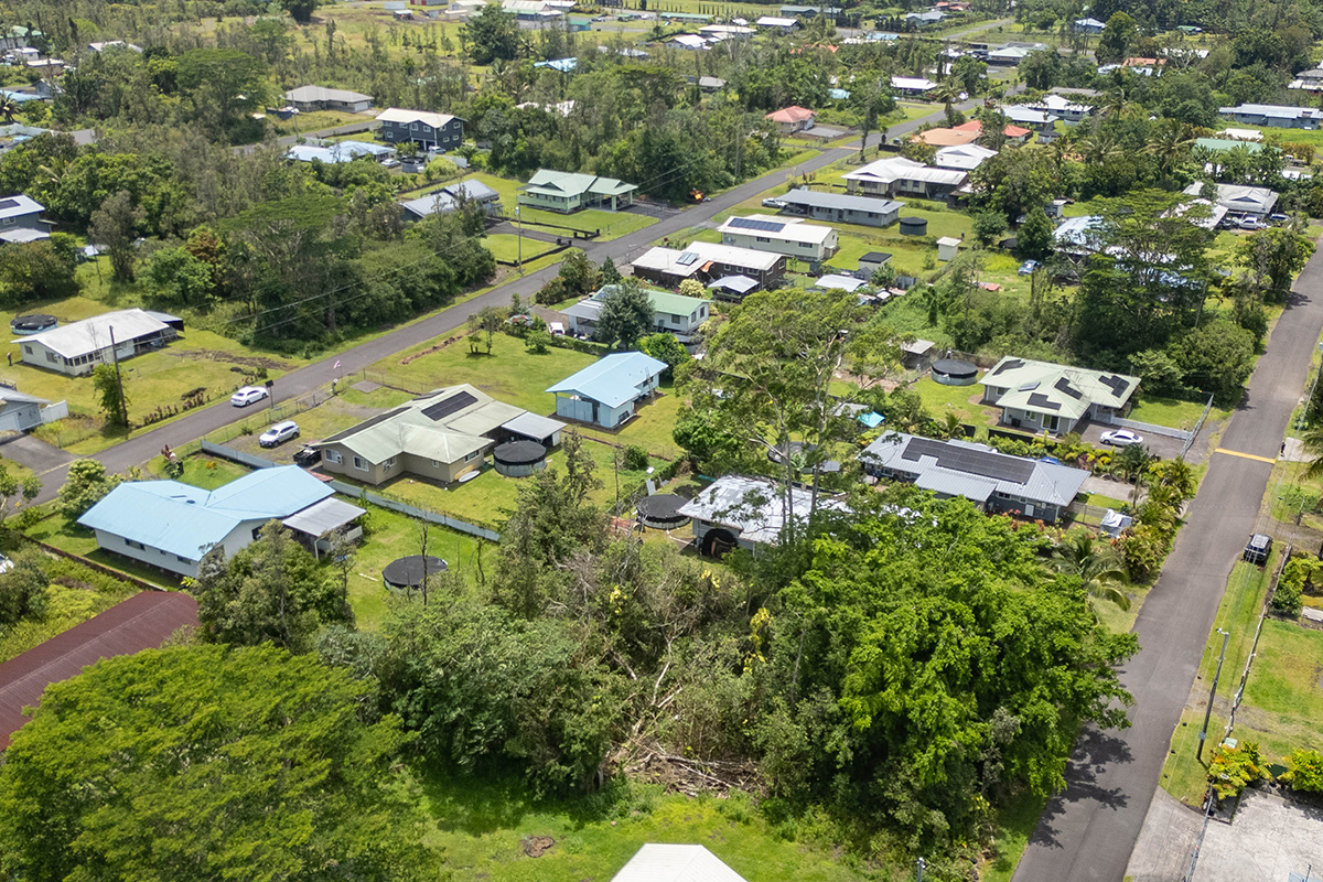 Aerial view of ainaloa estate neighborhood 