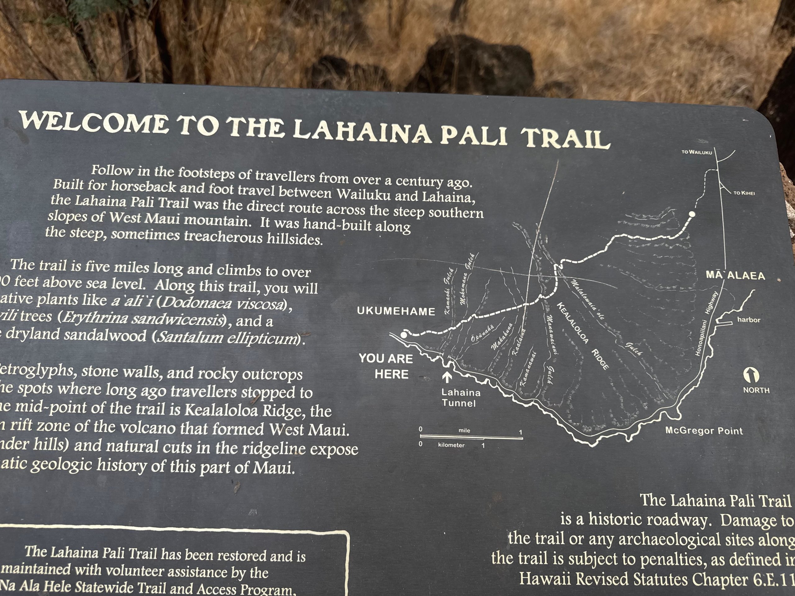 sign for lahaina pali trail