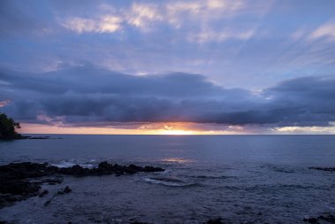 Sunset over Lyman's Bay, Big Island, Hawaii