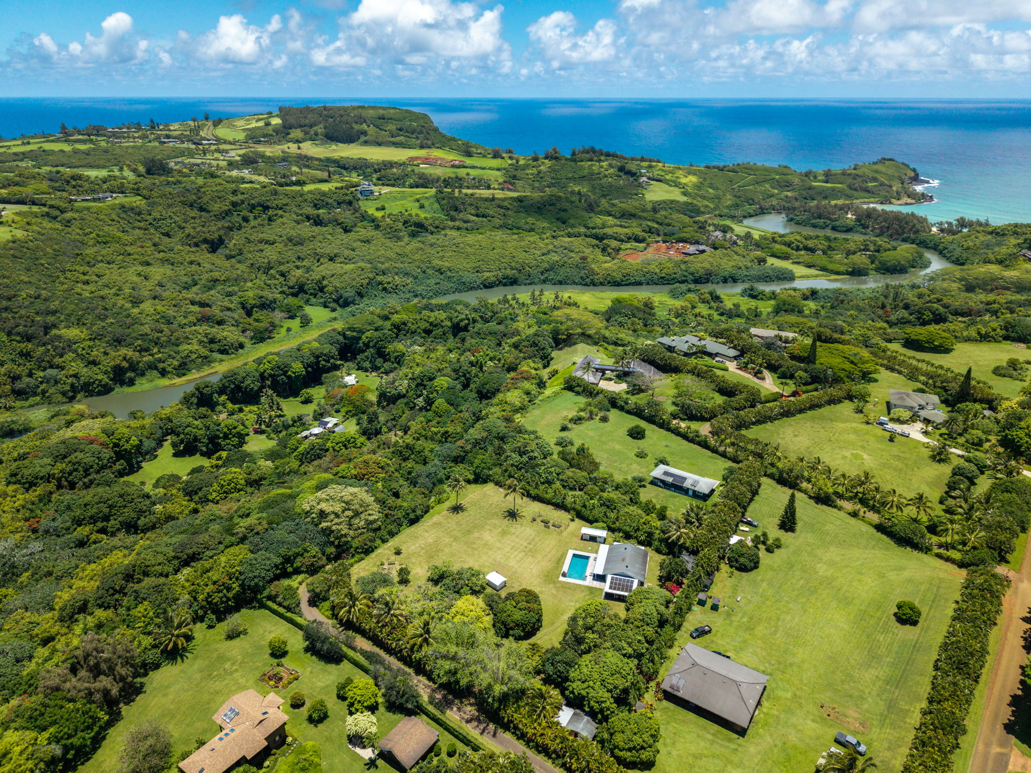 Aerial view of Kilauea Kauai property for sale