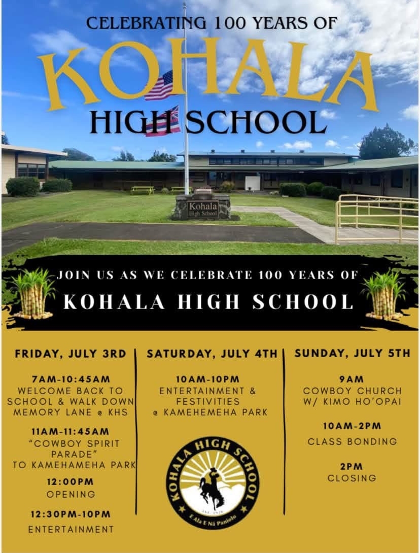 Celebrate 100 years of Kohala High School this weekend