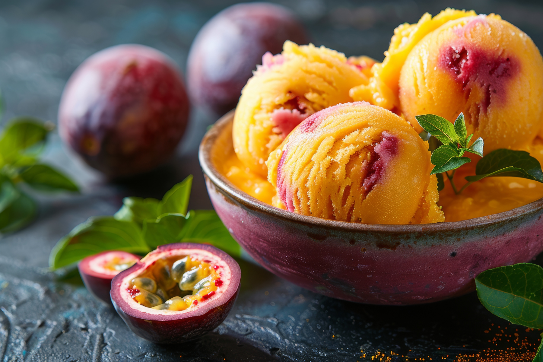 Passionfruit orange and guava sorbet