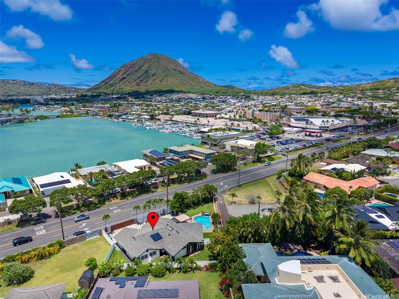 Aerial view of home near Manalua Bay in Portlock