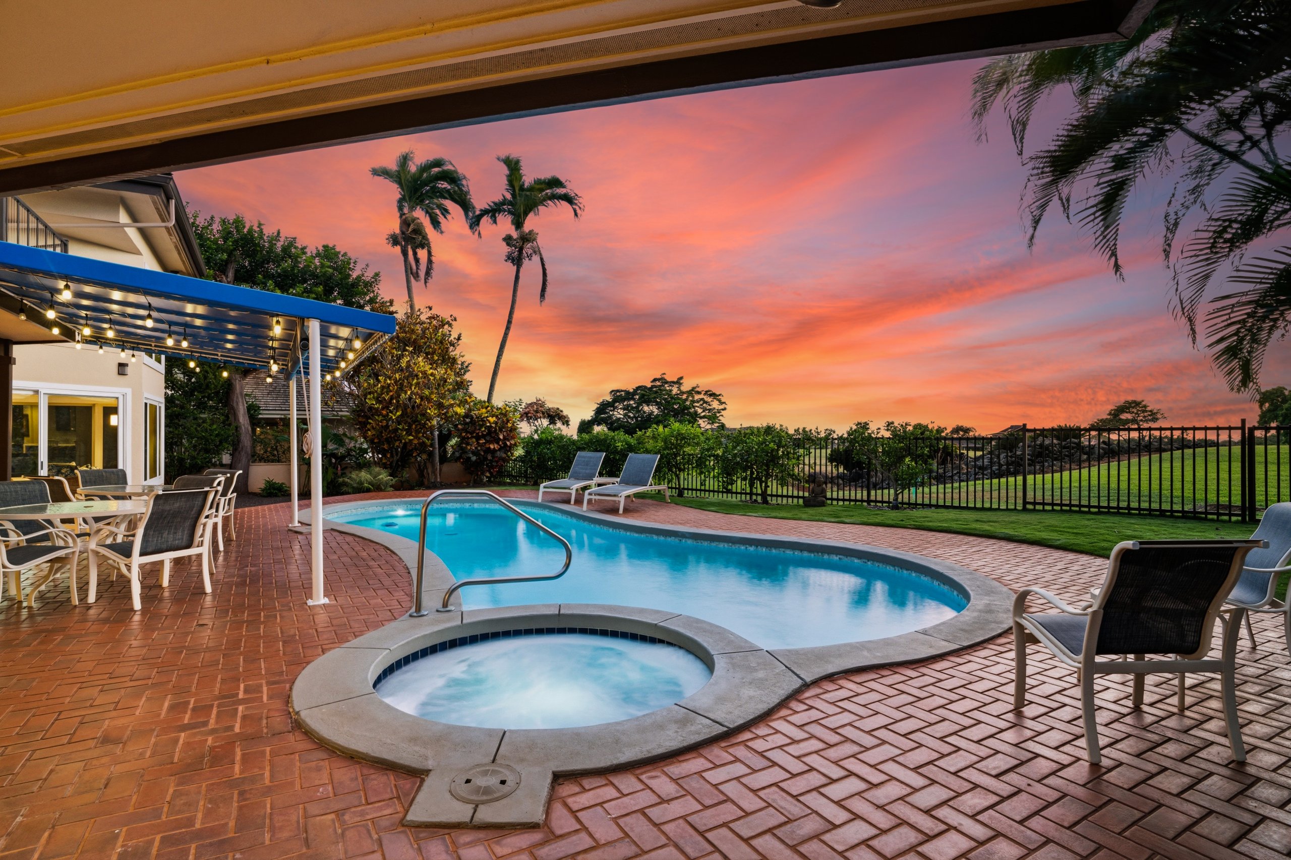 Sunset view at Poipu beach Kauai home with pool