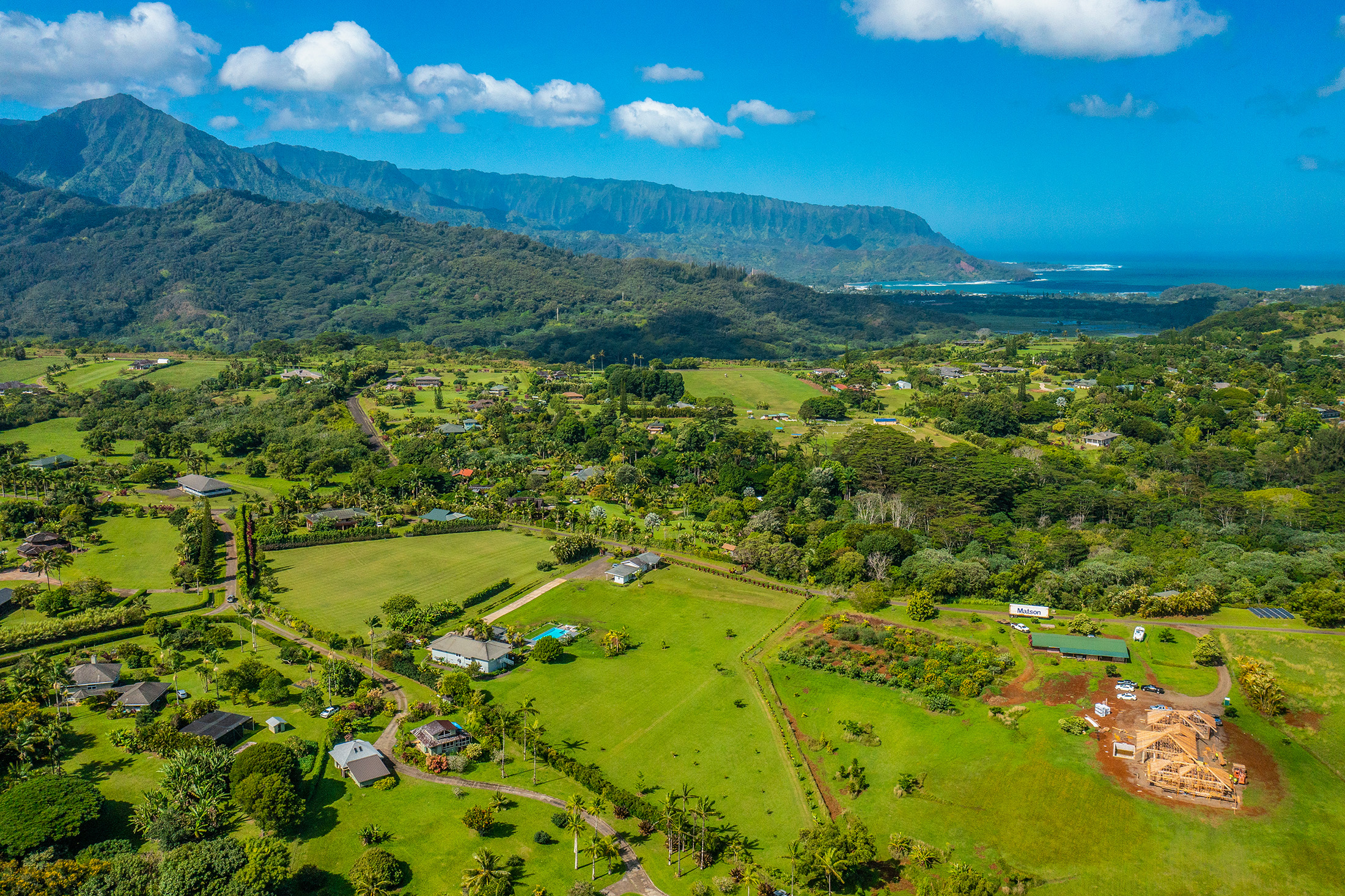 Aerial view of north shore kauai estate