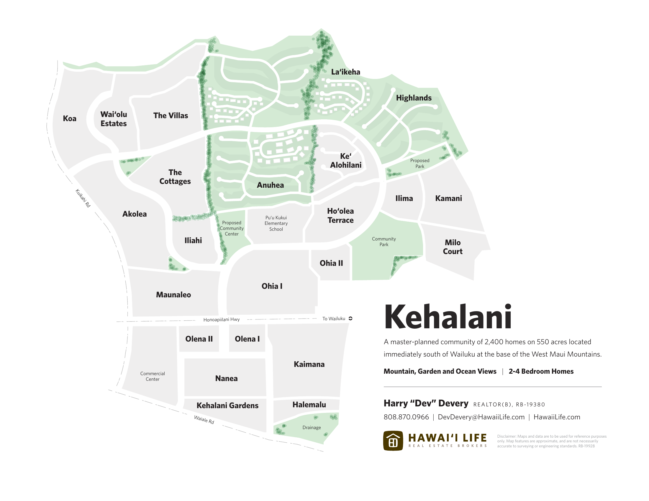 map of Kehalani community on Maui