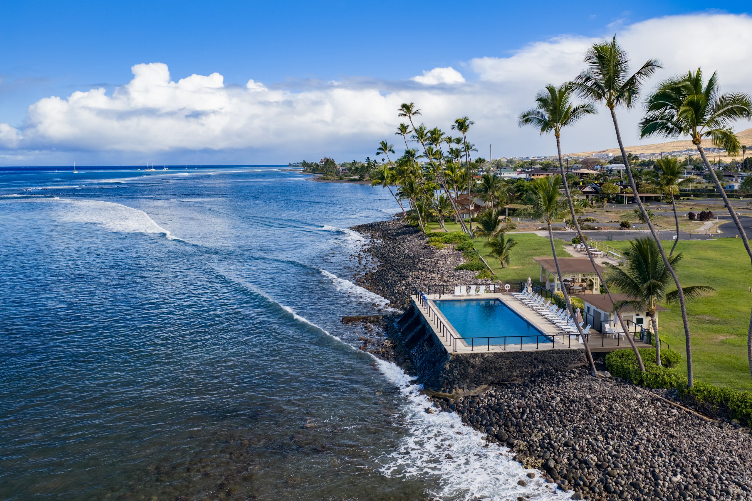 Oceanfront pool at Puamana community in West Maui