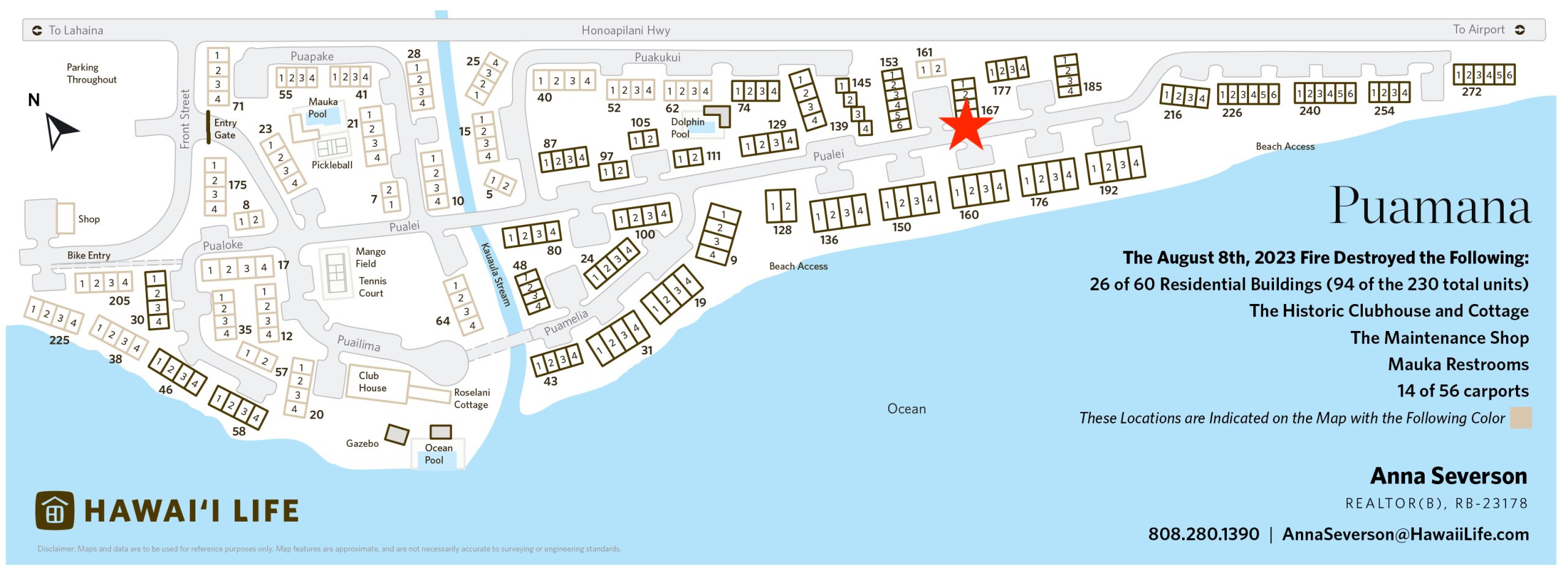 Map of Puamana community in Lahaina Maui