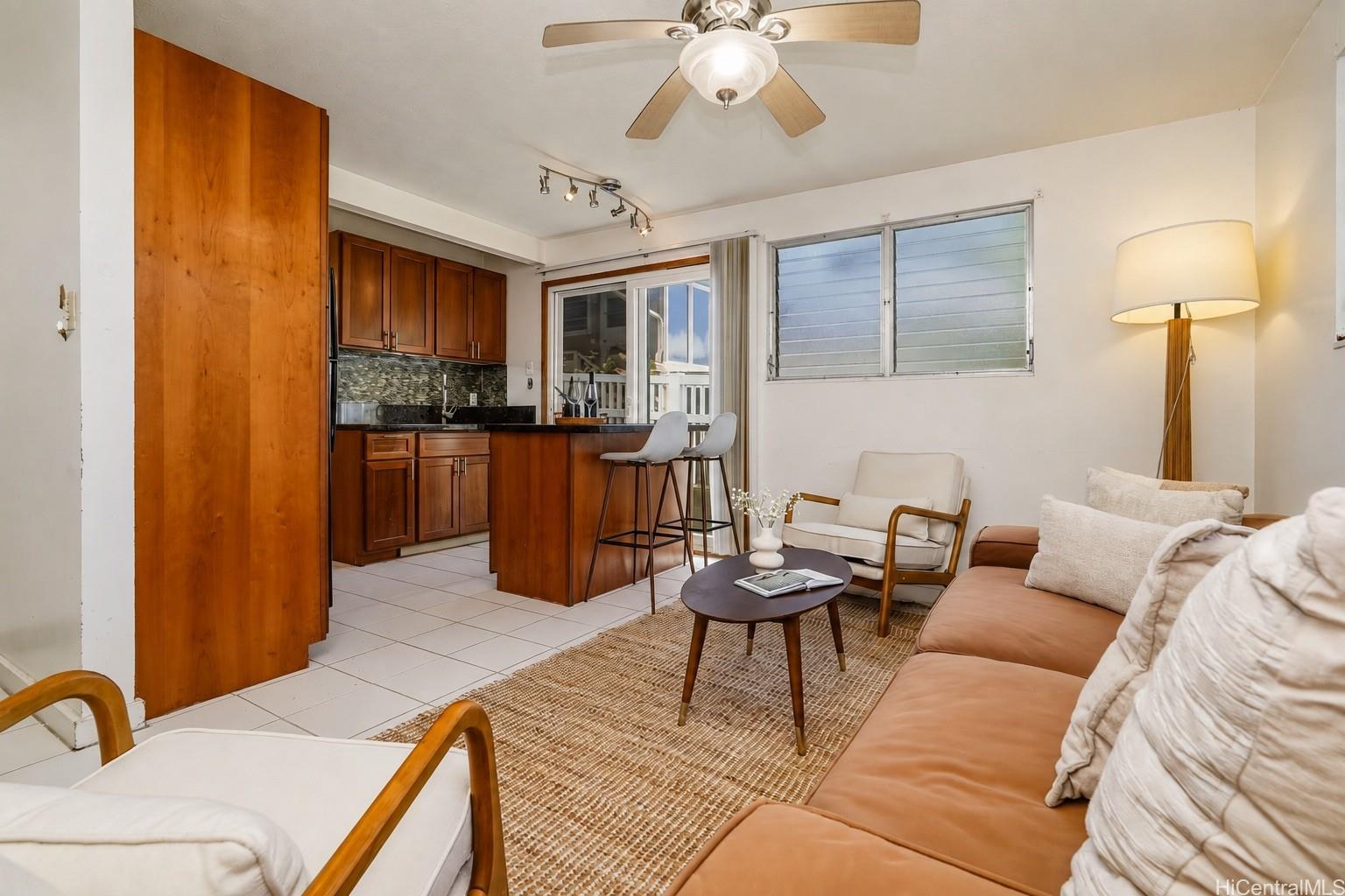 Downstairs living and kitchen areas