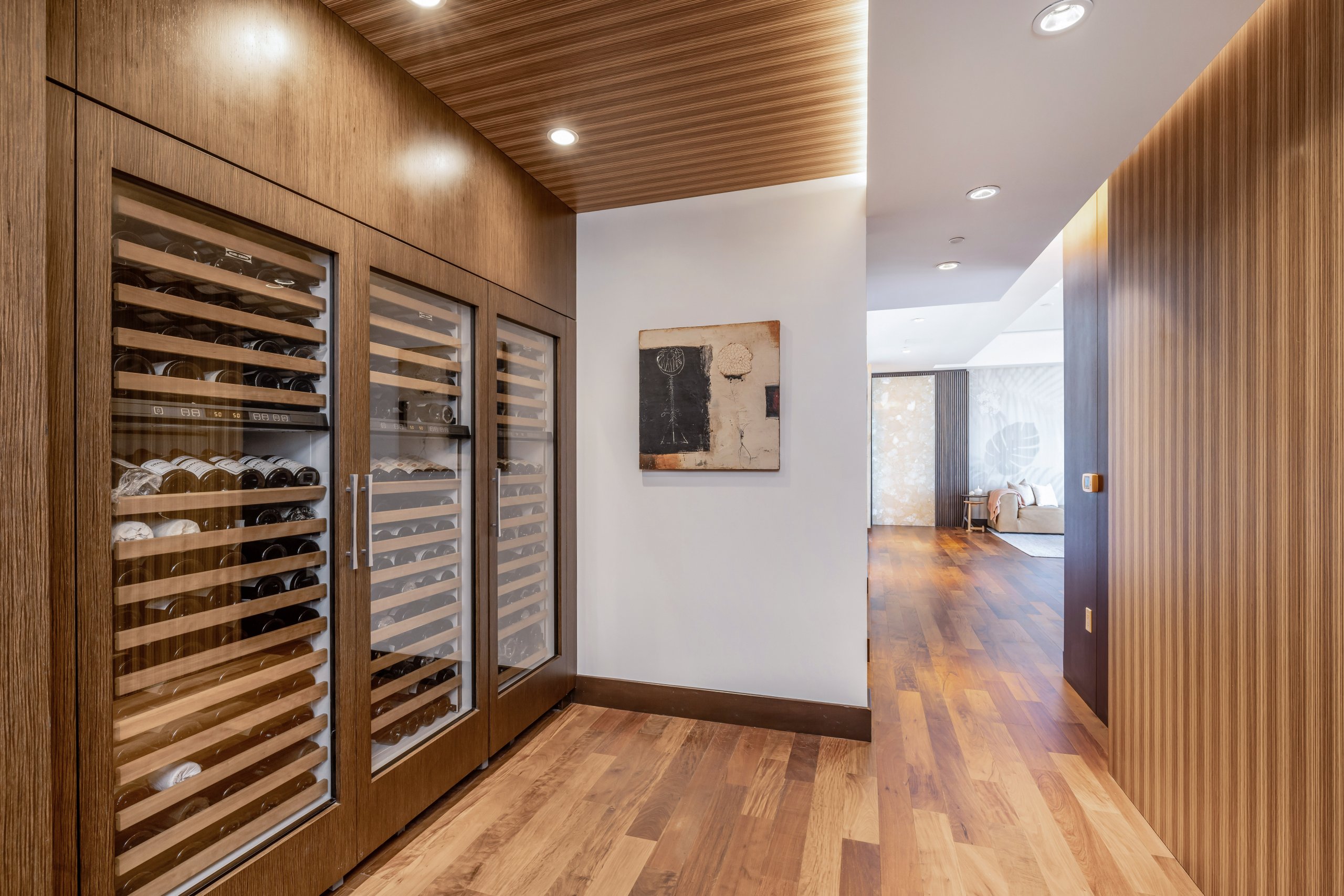 Generous wine fridge in One Ala Moana condo