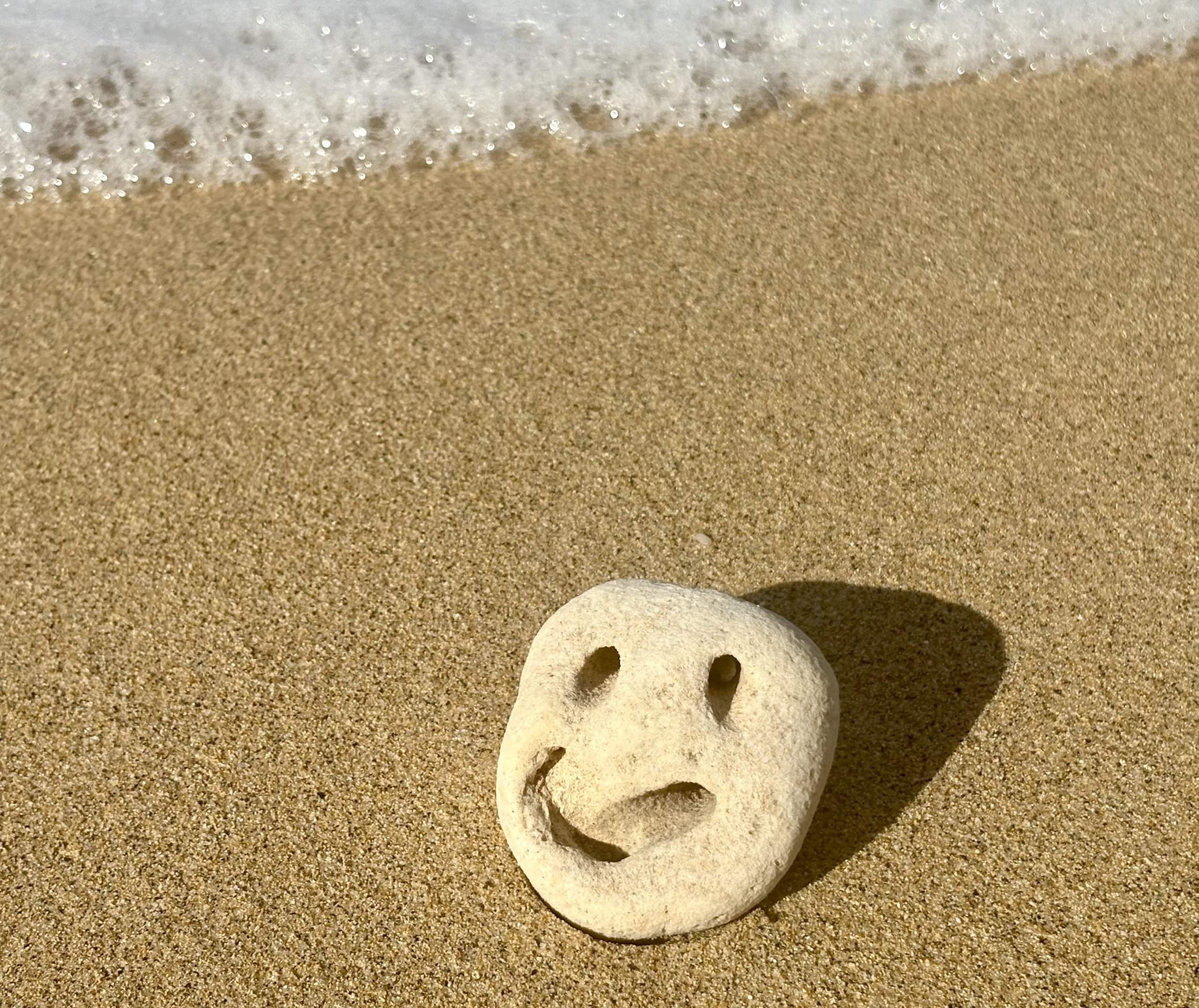 Smiley face rock on the beach