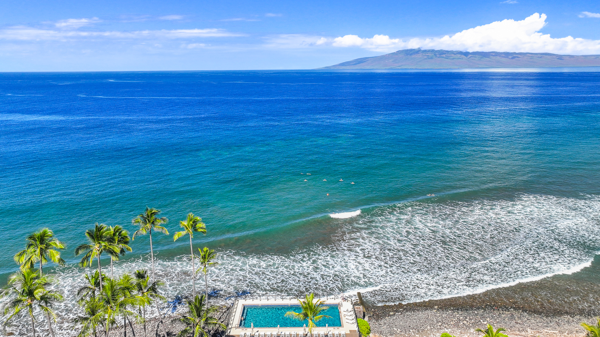 View of Puamana's oceanfront pool 