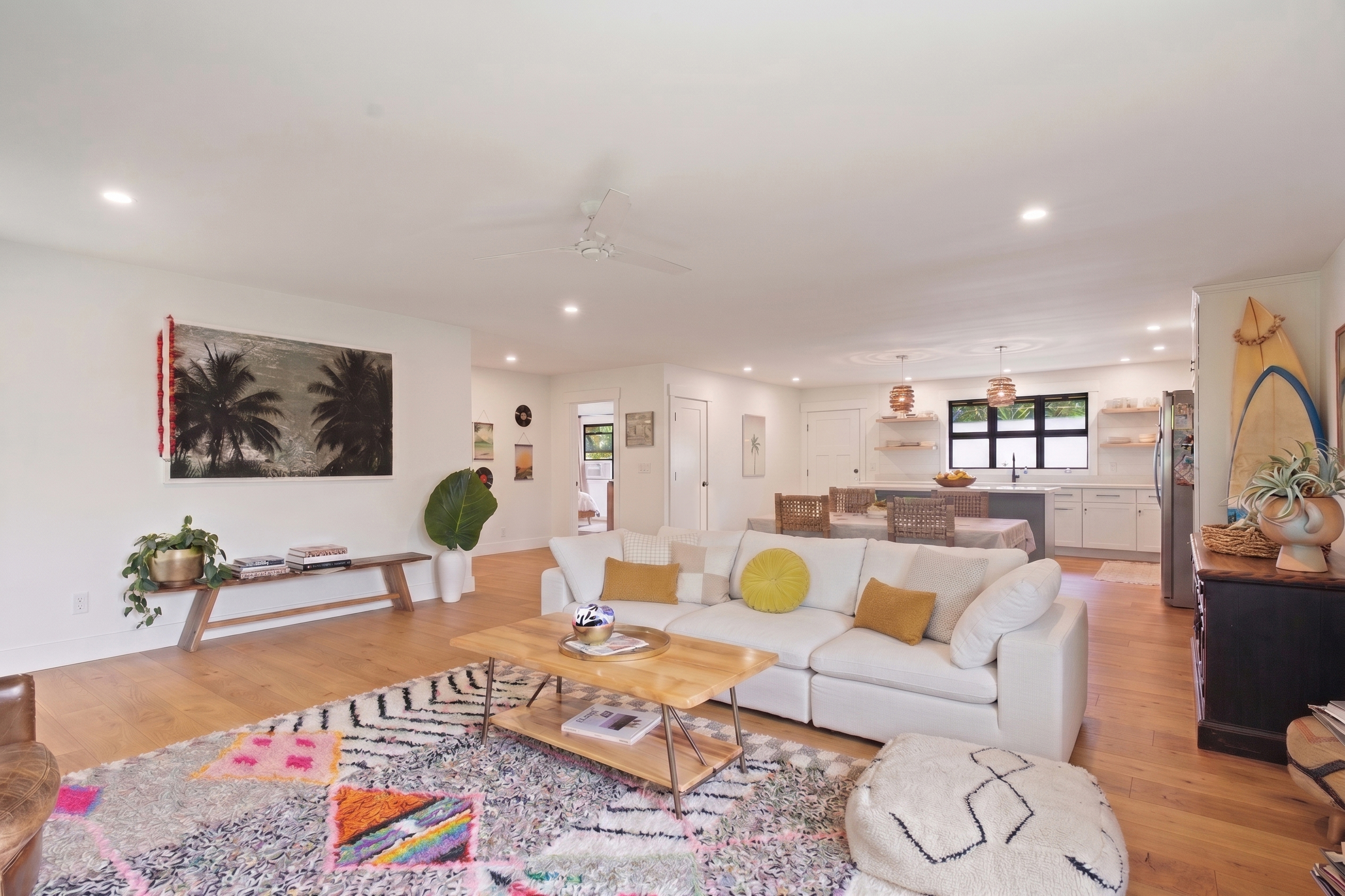 Open living space in home for sale in Hanalei Kauai