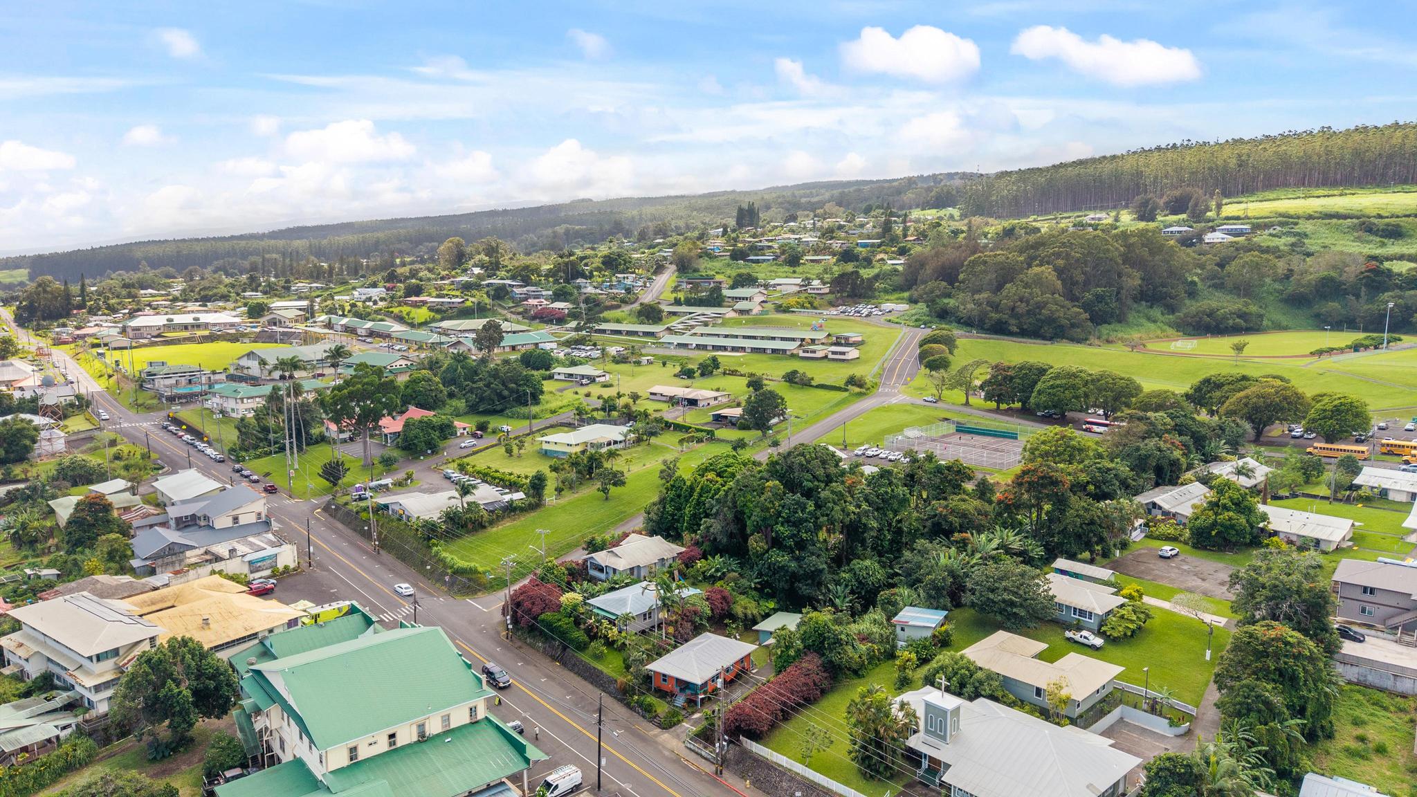 Aerial view of Honokaʻa town