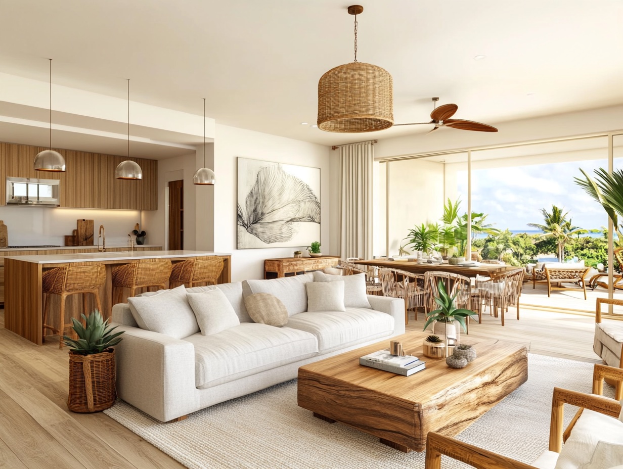 The living area at Puamana 21-2