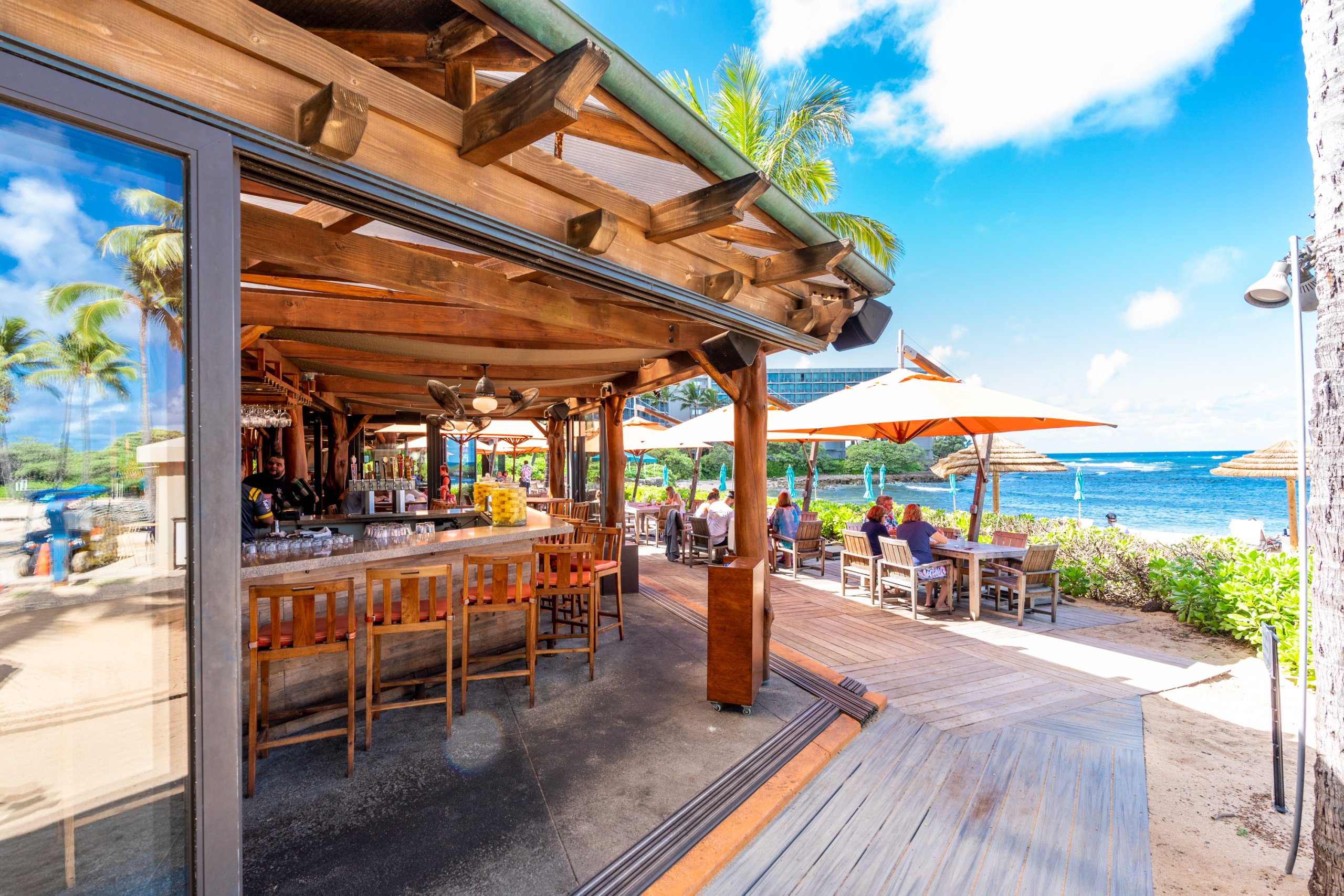 beachfront restaurant at turtle bay resort